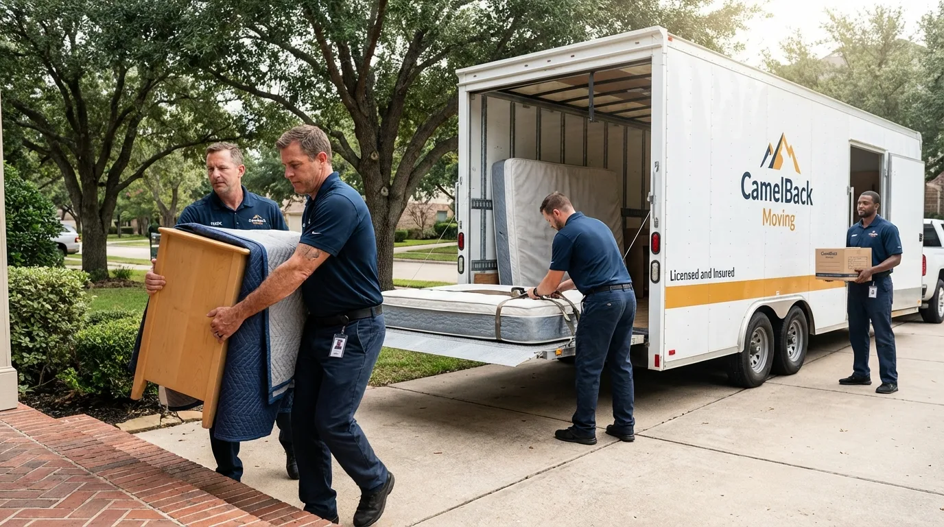 Crew loading residential truck for cross-state move from Tuscumbia, MO